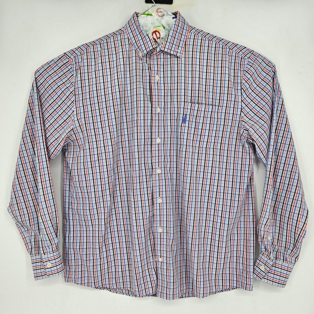 Johnnie O‎ Shirt Mens Large Button Down Long Sleeve Plaid Prep Formance Casual